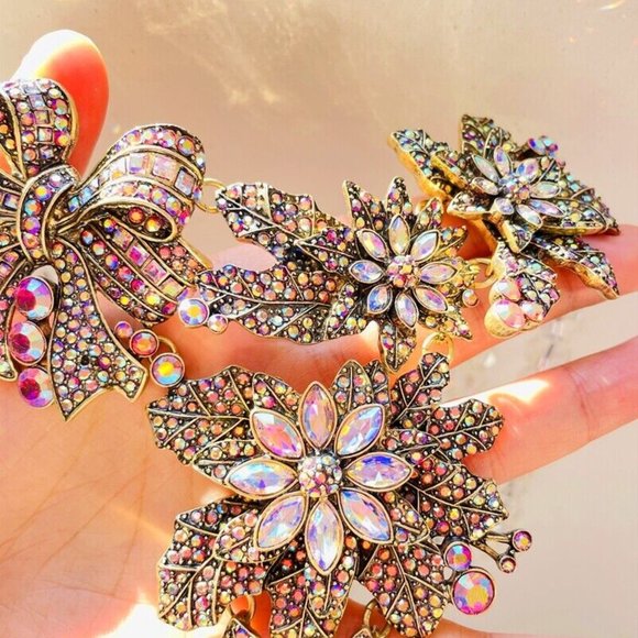 HEIDI DAUS Crystal Floral Necklace & Matching Earrings NWOT Original Box - Picture 6 of 10